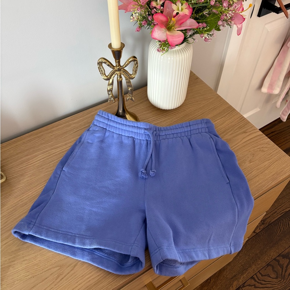 TNA cozy fleece boyfriend shorts purple